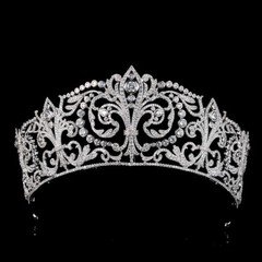 Luxury All CZ Cubic Zirconia Flower Queen Princess Prom Tiara Crown For Women