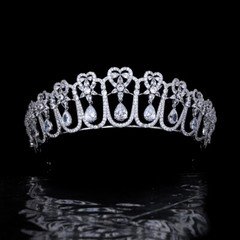 Luxury All CZ Cubic Zirconia Queen Wedding Princess Tiara Crown For Women