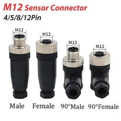 M12 Sensor Connector 4/5/8/12 Pin Male/Female Straight/Right Angle Plug 0cn PG7