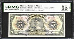 M4637b Banco de Mexico 5 Pesos Early Series 1940 P34b PMG Ch VF 35 EPQ