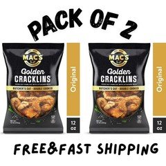 Mac's Chicharrones Golden Cracklin Curls, Fried Pork Fat with Skin, 12 oz, 2Pack