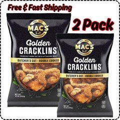Mac's Chicharrones Golden Cracklin Curls, Fried Pork Fat with Skin, 12 oz, 2Pack