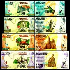 Madagascar 100, 200, 500, 1000 Ariary 2017 Banknote World Paper Money Set of 4