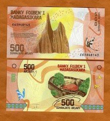 Madagascar, 500 Ariary, ND (2022) P-99b UNC Hybrid Polymer