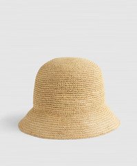 Madewell Hand-Crocheted Seamless Bucket Hat in Raffia golden khaki