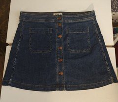 Madewell Stretch Denim A-Line Button Front Skirt Blue Women’s Size 14