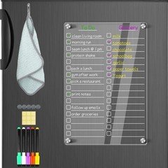 Magnetic Dry Erase Board for Fridge 12x8 To Do List with 5 Markers