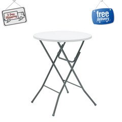 Mainstays 31" Round High-Top Folding Table, White Portable Cocktail Bar Bistro