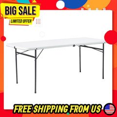 Mainstays 6 Foot Bi-Fold Plastic Folding Table, White