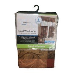Mainstays Small Window Set 3pc Brown Neutral  Block New