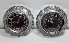 Majak Soviet USSR Crystal Mechanical Mantel Clock Round Lot of 2 Tested & Works