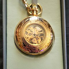 Majesti Mechanical Manual Pocket Watch Full Hunter Skeleton Dial Chain Box