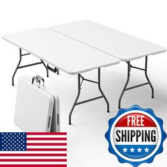 Make Changes 2 Pack Folding Table 6Ft - Heavy Duty Plastic Table Handle
