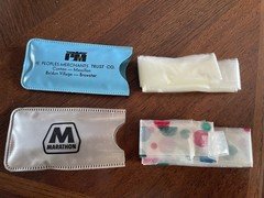 Marathon Polka Dot Rain Cap Bonnet Promo Vintage & PM Trust Co Clear - 2 Packs
