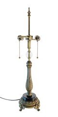 Marble Tiffany Lamp Base With Glass Orb-Replacement Base Only-2 Light, 26" H