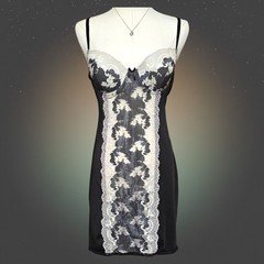Marilyn Monroe Intimates Black Lace Slip Dress Underwire Chemise Nightie Medium