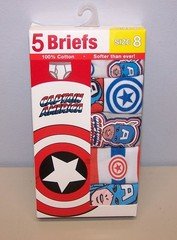Marvel Captain America Boys Blue Red Soft Combed Cotton Briefs 5-Pack Size 8 NWT