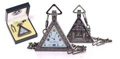 Masonic Triangle Pocket Watch with Chain & Gift Box – Freemason Symbol Dial