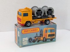 Matchbox Superfast MB26 Volvo Cable Truck RED BASE/MALTESE CROSS WHEELS - Boxed