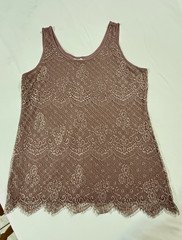 Maurices Women's Brown Floral Lace Camisole Tank Top Size L Nylon/Poly