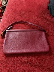 MCM - 2-Way Clutch/Crossbody Leather Bag - Wine Red (COA) INCLUDED