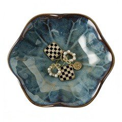 Mecaikru Ceramic Trinket Dish, Ring Tray, Decorative Jewelry Dish light blue