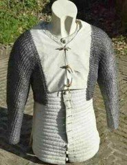Medieval Padded Gambeson with Detachable Chainmail 9 mm steel Sleeves SCA LARP