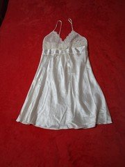 Medium Satin White Babydoll Nightgown Classic Vintage