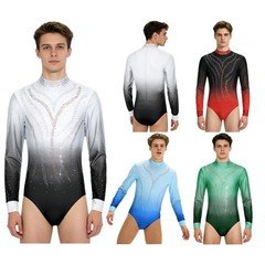 Men Bodysuit Cha-cha Jumpsuit Ice Skating Figure Skating One-Piece Leotard Prom