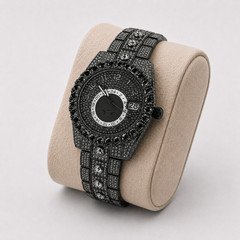 Men’s Black Iced Out Metal Watch Japan Quartz Hip Hop Crystal 40mm