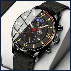 Men's Fashion Business Watch Analog PU Leather Mens Watches Classic Quartz Wrist