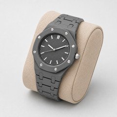 Men’s Gray Quartz Watch Metal Bracelet Octagon Bezel Analog