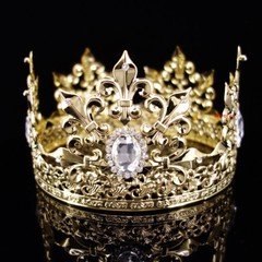 Men's Imperial Medieval Fleur De Lis Gold King Metal Crown 10cm Tall 56.5cm Circ