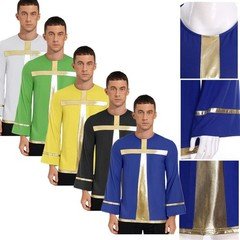 Mens Tank Top Praise Pullover Costume Shirt Show Dancewear Round Neck Tunic