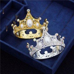 Metal Alloy Pearls Crowns Birthday Diadem Tiaras Wedding Hair Jewelry 1pc Sets