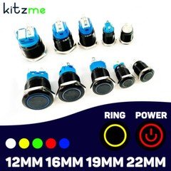 Metal Black Push Button Switch LED Momentary Latching Pc Boat Car Light Switch