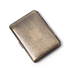 Metal Cigarette Case with Elastic 93.5mm x 68mm x 16.5mm, Vintage Bronze