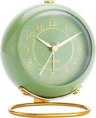 Metal Desk Clock, Retro Bedroom Table Vintage Analog Alarm Clock, Silent Non-Tic