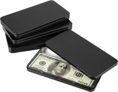 Metal Rectangular Cash Box with Lid - 4 Packs Currency Tray Money Holder Black M