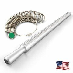 Metal Ring Size Gauges Set Measuring Ring with Mandrel Sizer Finger Sizing HO