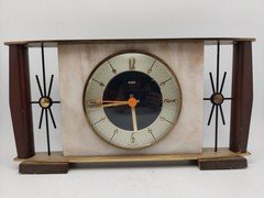Metamec Mantel Clock Retro Mid Century Marble Effect Quartz Working Vintage