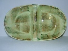 Metlox Vernon Poppytrail Raffia Divided Vegetable Serving Dish Yellow