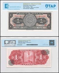 Mexico 1 Peso, 1969, P-59k, UNC, TAP Authenticated, Signature and Series Vary