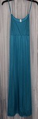 MG JC Penny Long Turquoise Gown Nightgown Mesh Cutout Aqua Maxi Mermaid Size M