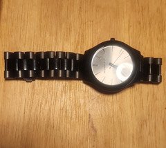 Michael Kors Quartz Analog Wristwatch Black Metal Bracelet Round Fixed Bezel