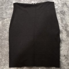Michael Kors Women’s Black Solid Pencil Skirt Knee Length Size 8 Knit Zip