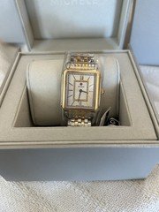MICHELE Deco Women's Swiss Quartz Two-Tone Rectangular 29mm Watch 50m