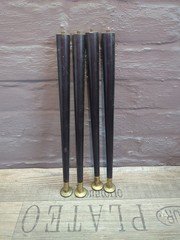 Mid Century Table Legs 38cm Black With Gold Caps