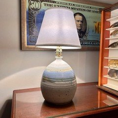 Midcentury Hand Thrown Glazed Ceramic Lamp Signed Smith