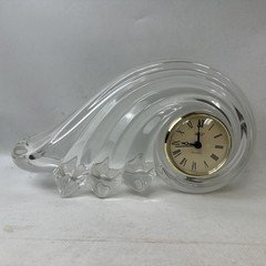 Mikasa Crystal Quartz Clearwater Wave Mantle Clock Desk Accent